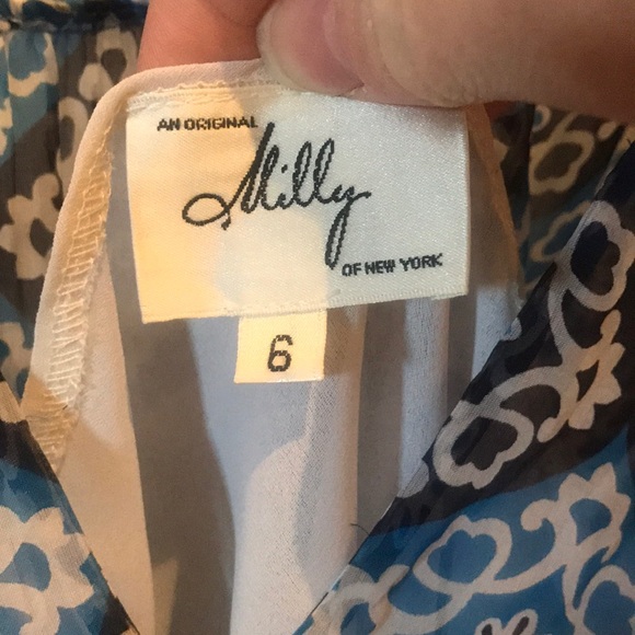 Milly Size 6 Flutter Sleeve Silk Top w/ tank liner - Picture 4 of 6